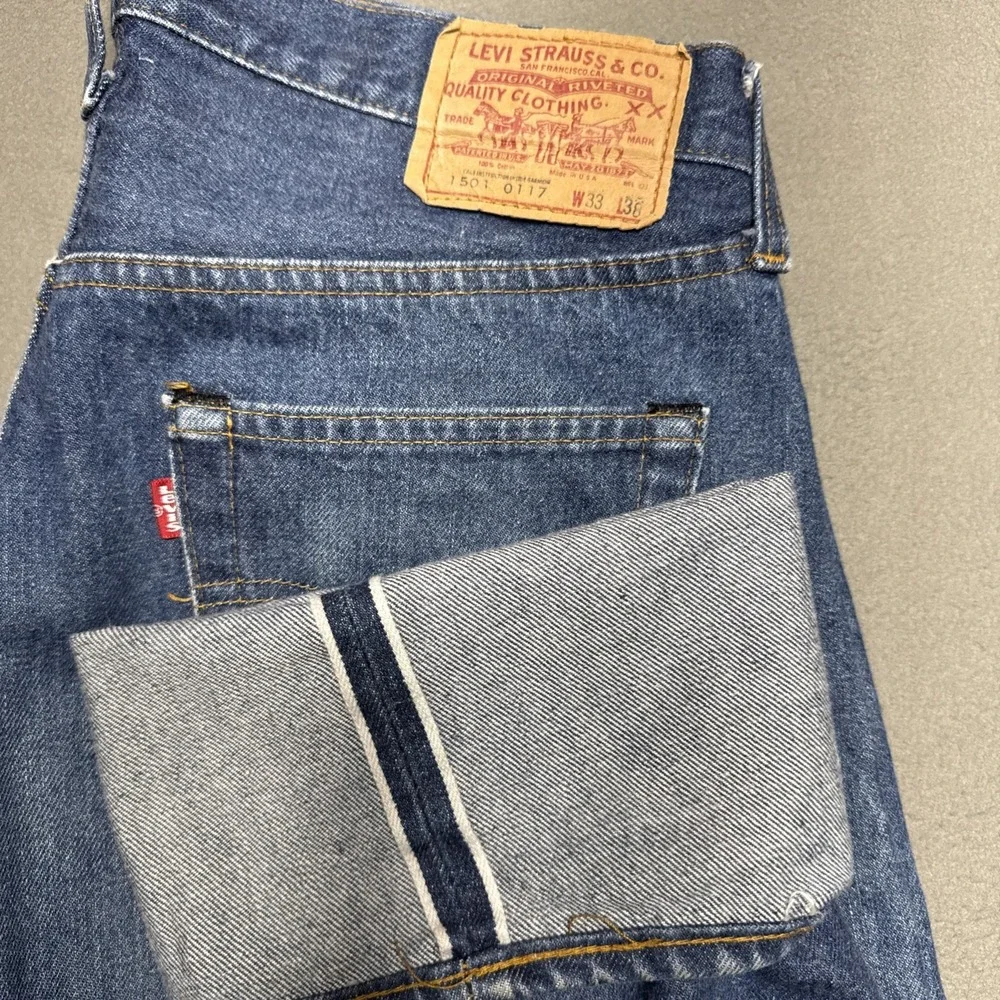 Vintage 70's Levis 501xx 1501 0117 Red Line Selvedge Jeans Sz 33x38‎ (32x34) USA